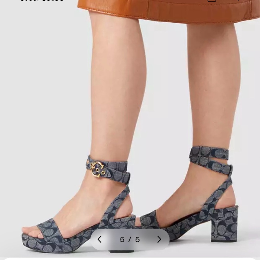 Coach Dark Blue Patterned Sandals - Picture 9 of 10